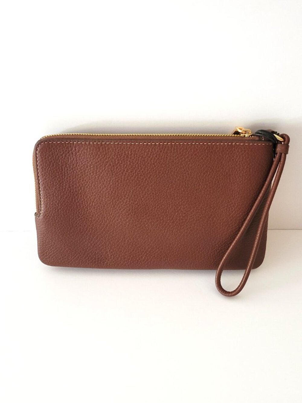 Coach CBO26 Double Zip Wallet Plaid Canvas Leather Clutch Wristlet Dark Natural - Picture 3 of 7